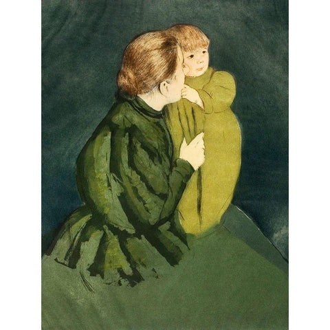 Peasant Mother and Child White Modern Wood Framed Art Print by Cassatt, Mary