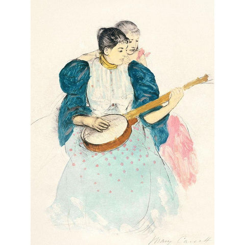 The Banjo Lesson White Modern Wood Framed Art Print by Cassatt, Mary