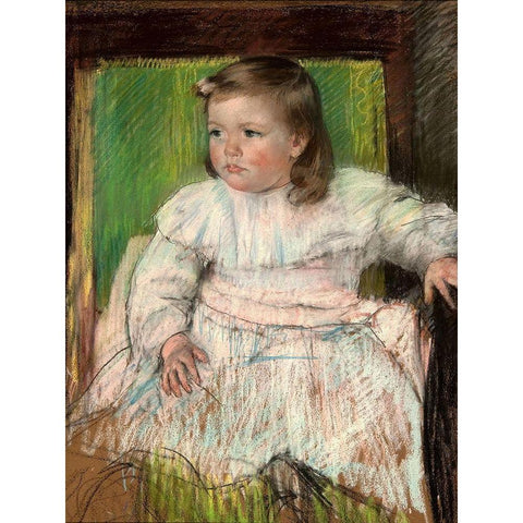 Pink Sash White Modern Wood Framed Art Print by Cassatt, Mary