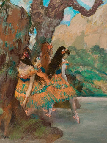 Ballet Dancers Black Ornate Wood Framed Art Print with Double Matting by Degas, Edgar