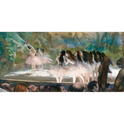 Ballet at the Paris Opera Black Modern Wood Framed Art Print with Double Matting by Degas, Edgar