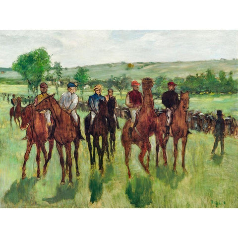 The Riders Gold Ornate Wood Framed Art Print with Double Matting by Degas, Edgar