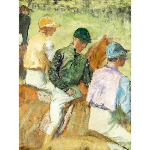 Four Jockeys Gold Ornate Wood Framed Art Print with Double Matting by Degas, Edgar