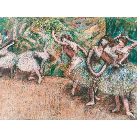 Ballet Scene Gold Ornate Wood Framed Art Print with Double Matting by Degas, Edgar