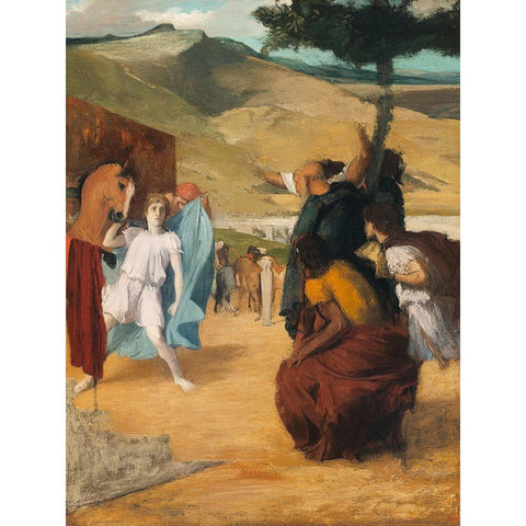 Alexander and Bucephalus Gold Ornate Wood Framed Art Print with Double Matting by Degas, Edgar