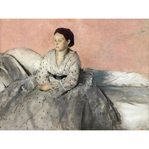 Madam Rene de Gas Gold Ornate Wood Framed Art Print with Double Matting by Degas, Edgar