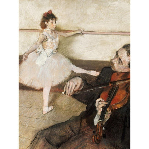 The Dance Lesson Black Modern Wood Framed Art Print with Double Matting by Degas, Edgar