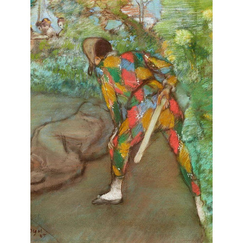 Harlequin Gold Ornate Wood Framed Art Print with Double Matting by Degas, Edgar