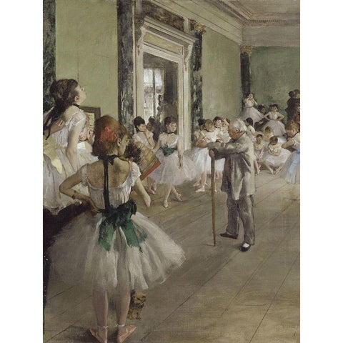 The Ballet Class White Modern Wood Framed Art Print by Degas, Edgar