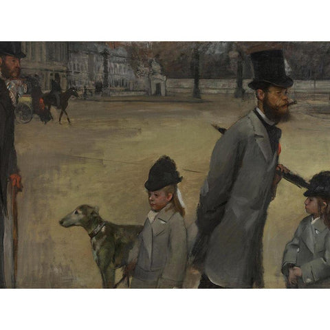 Place de la Concorde Gold Ornate Wood Framed Art Print with Double Matting by Degas, Edgar