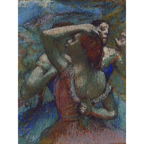 Dancers White Modern Wood Framed Art Print by Degas, Edgar