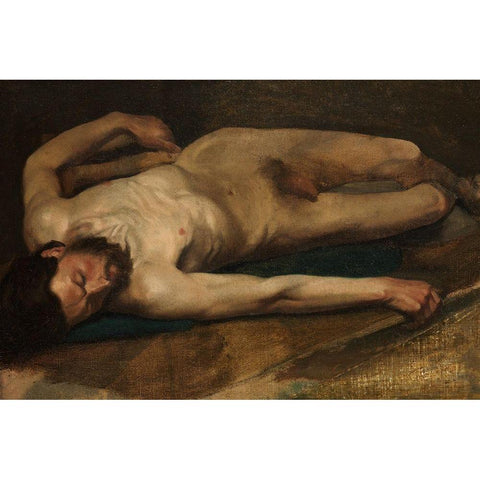 Male Nude White Modern Wood Framed Art Print by Degas, Edgar