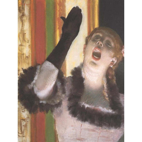 The Singer with the Glove Gold Ornate Wood Framed Art Print with Double Matting by Degas, Edgar