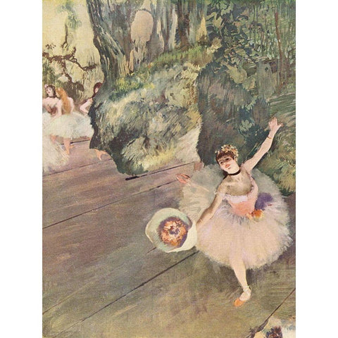 Dancer with a Bouquet of Flowers Gold Ornate Wood Framed Art Print with Double Matting by Degas, Edgar