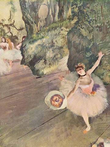 Dancer with a Bouquet of Flowers White Modern Wood Framed Art Print with Double Matting by Degas, Edgar