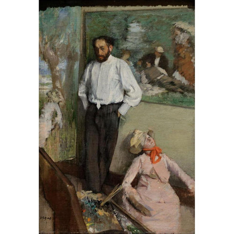 Portrait ofÂ Henri Michel-LÃ©vy Black Modern Wood Framed Art Print with Double Matting by Degas, Edgar