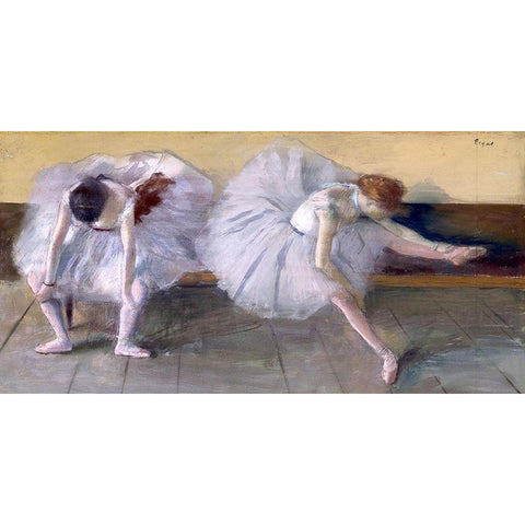 Deux danseuses Black Modern Wood Framed Art Print with Double Matting by Degas, Edgar