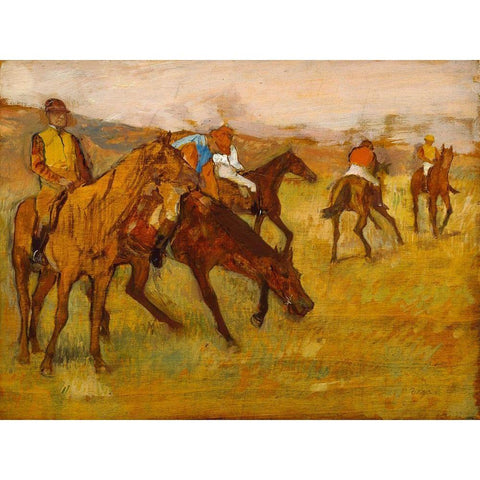 Before the Race White Modern Wood Framed Art Print by Degas, Edgar