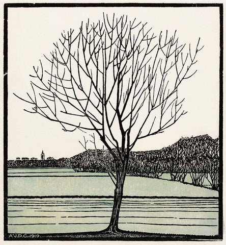 Bald treeÂ  Black Ornate Wood Framed Art Print with Double Matting by De Graag, Julie