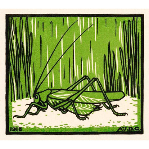 Grasshopper Black Modern Wood Framed Art Print with Double Matting by De Graag, Julie