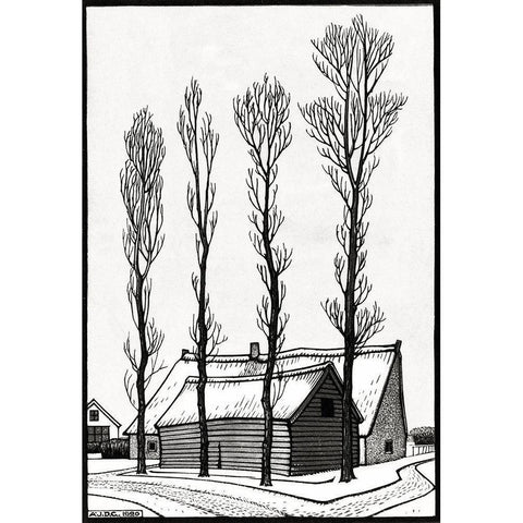 Winter Black Modern Wood Framed Art Print by De Graag, Julie