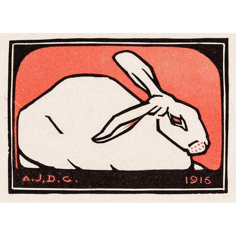 Lying rabbit Black Modern Wood Framed Art Print with Double Matting by De Graag, Julie