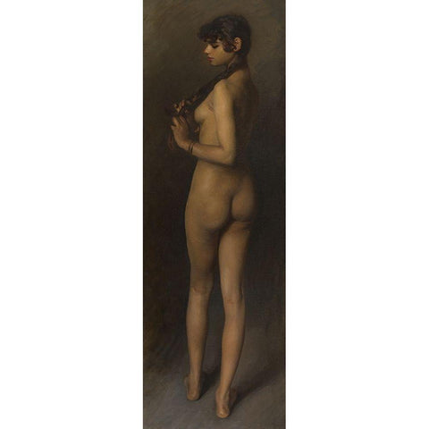 Life Study (Study of an Egyptian Girl) Gold Ornate Wood Framed Art Print with Double Matting by Sargent, John Singer