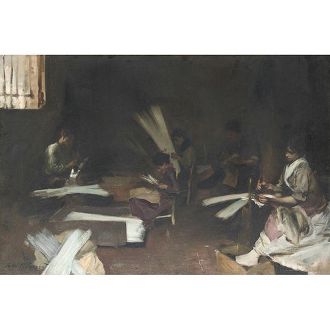 Venetian Glass Workers Gold Ornate Wood Framed Art Print with Double Matting by Sargent, John Singer