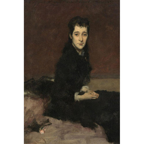 Mrs. Charles Gifford Dyer (Mary Anthony) Black Modern Wood Framed Art Print with Double Matting by Sargent, John Singer