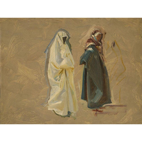 Study of Two Bedouins Gold Ornate Wood Framed Art Print with Double Matting by Sargent, John Singer