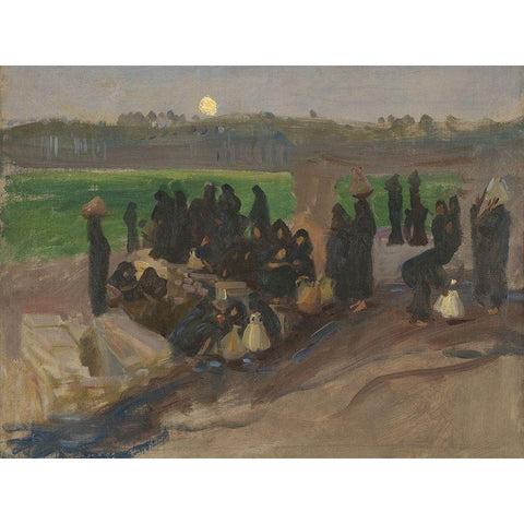 Water Carriers on the Nile Black Modern Wood Framed Art Print with Double Matting by Sargent, John Singer