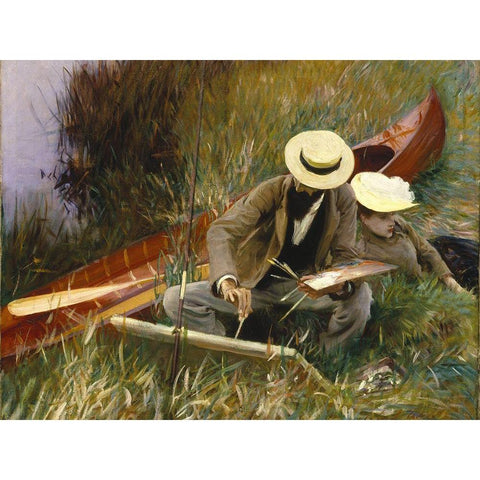 An Out-of-Doors Study Black Modern Wood Framed Art Print by Sargent, John Singer