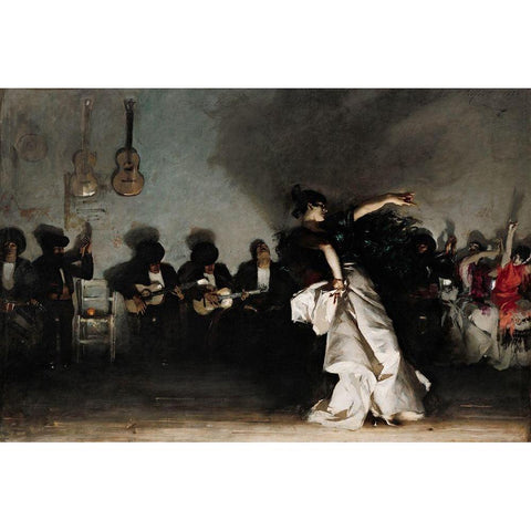 El Jaleo (Spanish Dancer) Gold Ornate Wood Framed Art Print with Double Matting by Sargent, John Singer