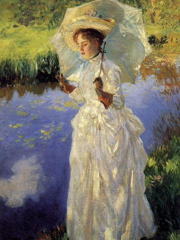 Morning Walk White Modern Wood Framed Art Print with Double Matting by Sargent, John Singer