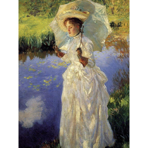 Morning Walk Black Modern Wood Framed Art Print by Sargent, John Singer