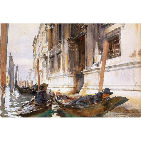 Gondoliers Siesta Black Modern Wood Framed Art Print with Double Matting by Sargent, John Singer
