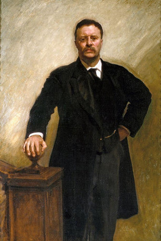 Theodore Roosevelt White Modern Wood Framed Art Print with Double Matting by Sargent, John Singer
