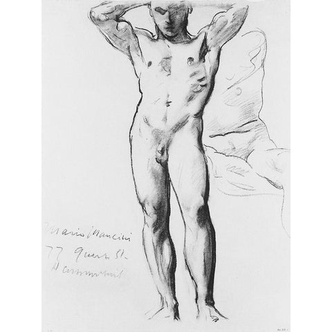 Man Standing, Hands on Head White Modern Wood Framed Art Print by Sargent, John Singer