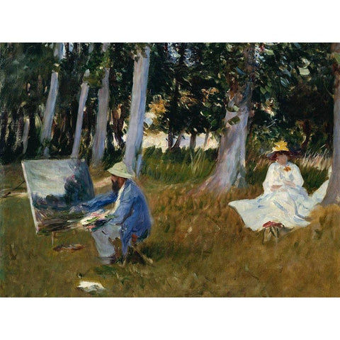 Claude MonetÂ Painting by the Edge of a Wood Black Modern Wood Framed Art Print by Sargent, John Singer