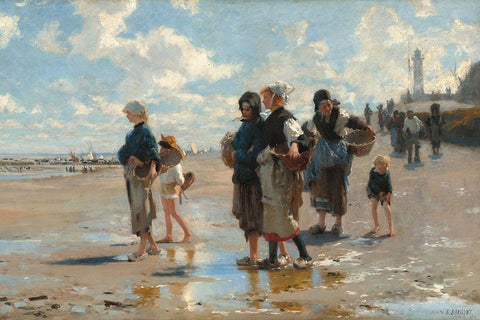 En route pour la pÃªche (Setting Out to Fish) White Modern Wood Framed Art Print with Double Matting by Sargent, John Singer
