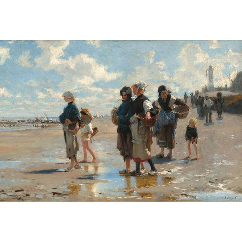 En route pour la pÃªche (Setting Out to Fish) Gold Ornate Wood Framed Art Print with Double Matting by Sargent, John Singer