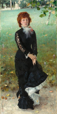 Marie Buloz Pailleron (Madame Edouard Pailleron) White Modern Wood Framed Art Print with Double Matting by Sargent, John Singer