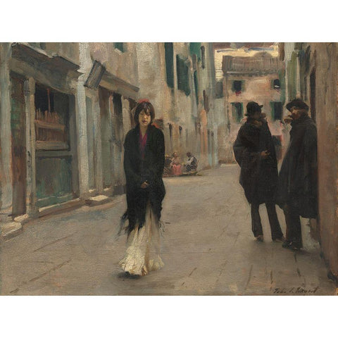 Street in Venice Gold Ornate Wood Framed Art Print with Double Matting by Sargent, John Singer