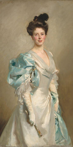 Mary Crowninshield Endicott Chamberlain (Mrs. Joseph Chamberlain) White Modern Wood Framed Art Print with Double Matting by Sargent, John Singer