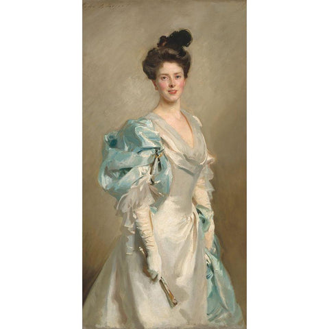 Mary Crowninshield Endicott Chamberlain (Mrs. Joseph Chamberlain) Black Modern Wood Framed Art Print with Double Matting by Sargent, John Singer