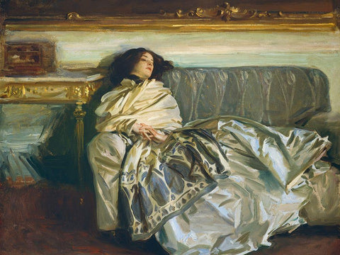 Nonchaloir (Repose) White Modern Wood Framed Art Print with Double Matting by Sargent, John Singer