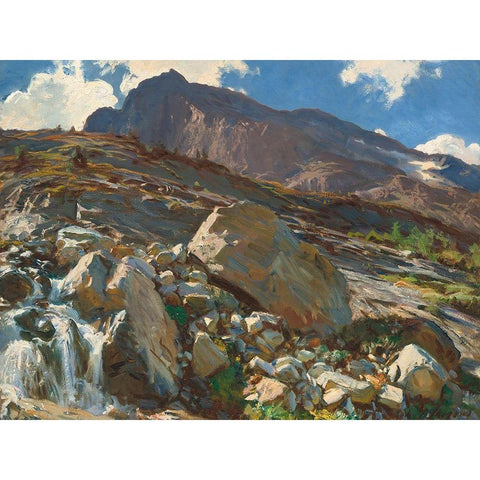 Simplon Pass Gold Ornate Wood Framed Art Print with Double Matting by Sargent, John Singer