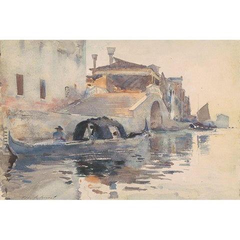 Ponte Panada, Fondamenta Nuove, Venice Black Modern Wood Framed Art Print with Double Matting by Sargent, John Singer