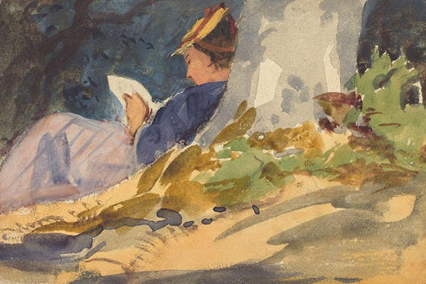 Resting White Modern Wood Framed Art Print with Double Matting by Sargent, John Singer