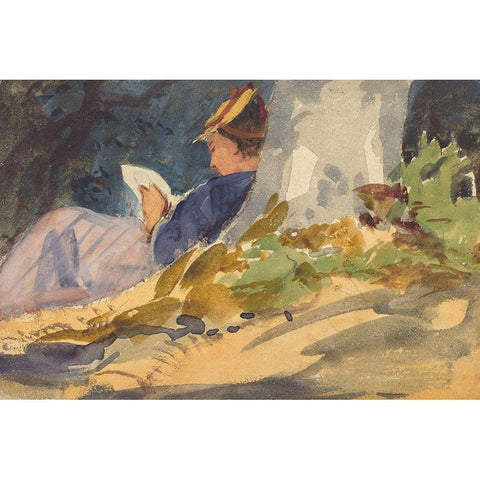 Resting Black Modern Wood Framed Art Print by Sargent, John Singer